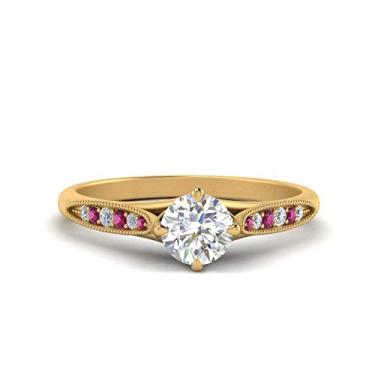 Imagem de CaratYogi Escolha sua pedra preciosa bússola ponta anel antigo banhado a ouro amarelo forma redonda anéis de noivado vintage ornamentos surpresa para esposa símbolo de amor clareza confortável EUA