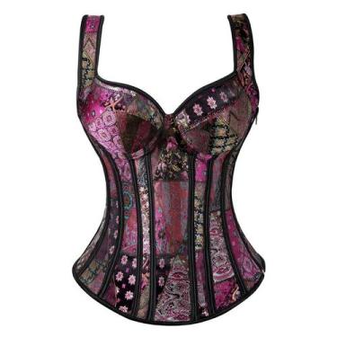Imagem de Corpete Corset Espartilho Overbust Cores Alça Zíper Vintage - Modas Fa