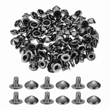 Imagem de PATIKIL Rebites de ponta de 8 mm, 100 conjuntos de tachas quadradas, rebites punks rápidos, decoração de artesanato em couro para pregos, roupas, cintos, bolsas, sapatos, preto