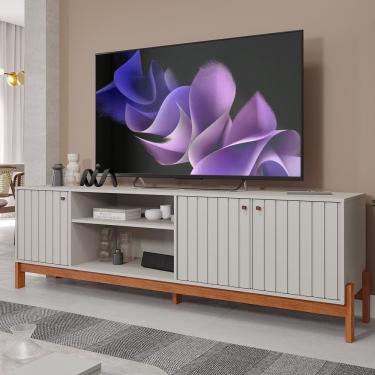 Imagem de Rack Ripado TV Até 70 polegadas 3 Portas 100% mdf Off White Cinamomo Holanda Permóbili