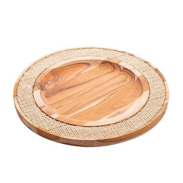 Imagem de Sousplat de madeira com sisal teca 35x2cm