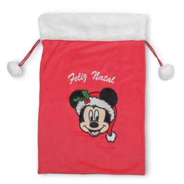 Imagem de Saco presente natalino c/mickey disney vrm/bco/pto 72x47cm