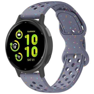 Imagem de Laband Pulseira de silicone esportiva colorida de 20 mm compatível com Garmin Vivoactive 6/Vivoactive 5/3/Forerunner 570 42 mm/165/55/245/645/Venu Sq 2/Venu, pulseira de plástico reciclado macia de