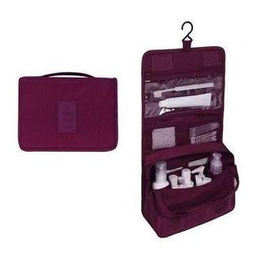 Imagem de Necessaire Em Nylon Organizadora Higiene Para Viagem Cor:Vinho - Genér