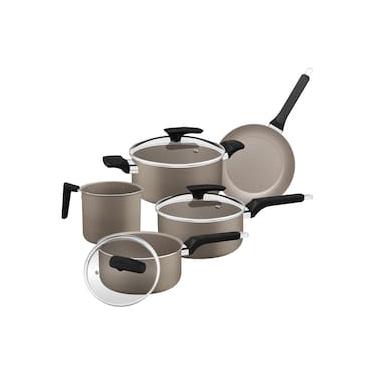 Imagem de Jogo de Panelas 5 Peças Tramontina Milazzo com Revestimento Antiaderente Starflon - Amêndoa