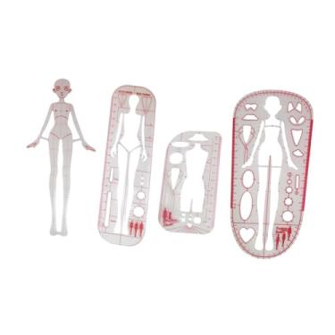 Imagem de UGPLM 4x Modelo de desenho de moda Conjunto de régua, design de padrões humanóides de costura, régua de modelo de curva francesa Conjunto para costura