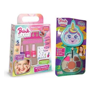Imagem de Kit Maquiagem E Manicure Esmalte Adesivo De Unha Infantil - Brink Mode