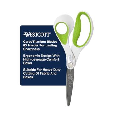 Imagem de Westcott Tesoura de tecido reto resistente CarboTitanium de 20 cm – Ideal para projetos de tecido, costura e artesanato