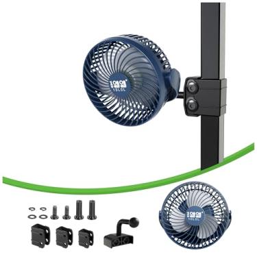 Imagem de 10L0L Ventilador universal de carrinho de golfe para Yamaha/EZGO/Club Car, suporte fixo ventilador rotativo de 360° graus, ajuste de 3 velocidades, suporte para carregamento reverso e iluminação de