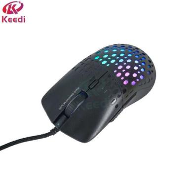 Imagem de Mouse Colmeia Óptico Gamer com Fio RGB Keedi 1600/3200/6400dpi