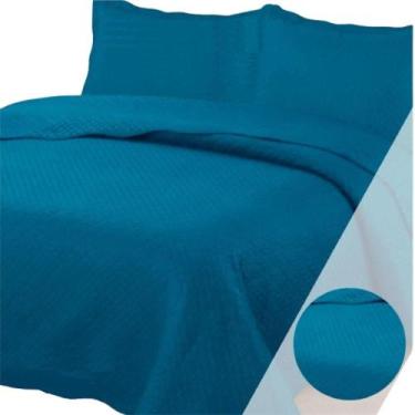 Imagem de Colcha Casal Padrão Bella Dupla Face 03 Peças - Azul Royal - Casa Show