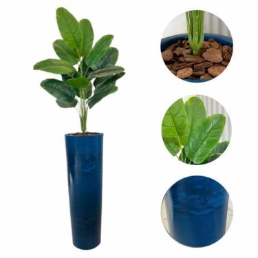 Imagem de Planta Artificial Bananeira Vaso Alto Marmorizado Decoração - FlorImp