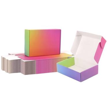 Imagem de DEZIBOX Caixas De Remessa Pequenas 7X5X2, Pacote Com 45 Papelão Ondulado Arco-Íris Para Empresas, Correspondência E Embalagem