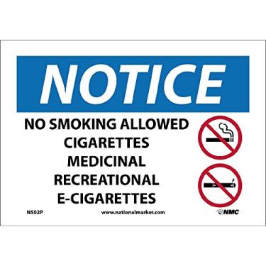Imagem de NMC Aviso N502P – Não é permitido fumar cigarros eletrônicos recreativos medicinais – 25,4 cm x 17,8 cm PS placa de aviso de vinil