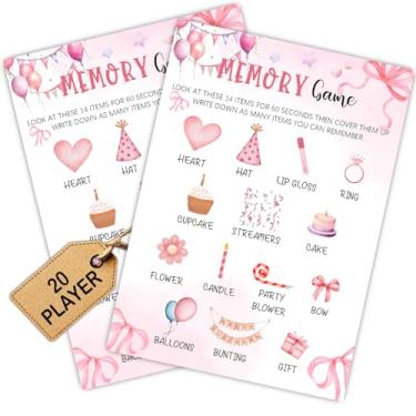 Imagem de Cartão de jogos de festa do pijama rosa - Coquete rosa laço temático festa do pijama suprimentos para festa do pijama - coisas de festa do pijama - Ideia criativa para jogos de noite de aniversário