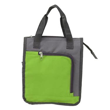Imagem de Bolsa refrigerada isolada Manused Handled Saco de supermercado reutilizável à prova de vazamentos para trabalho de viagem para caminhada de alimentos pano oxford 22 x 12 x 26cm (Verde)