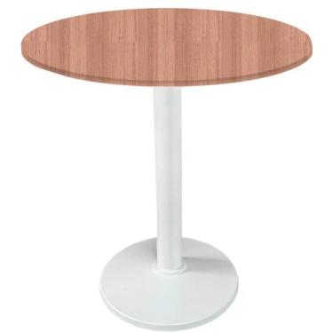 Imagem de Mesa Zeta Ferro Branco 75 cm (Alt) Disco Redondo Tampo MDP Redondo 70 