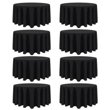 Imagem de Toalha de mesa CKIKU redonda de 90 cm de poliéster preto (8 pacotes)