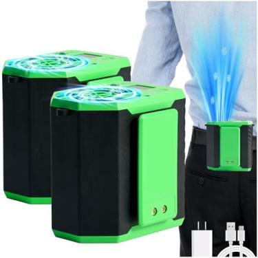 Imagem de Lvkakmox 2 peças de ventilador de cintura - 2025 atualizado 3 em 1 ventilador portátil de clipe de cintura e ventiladores de camisa de cinto, 4 velocidades com cordão, para trabalhos ao ar livre