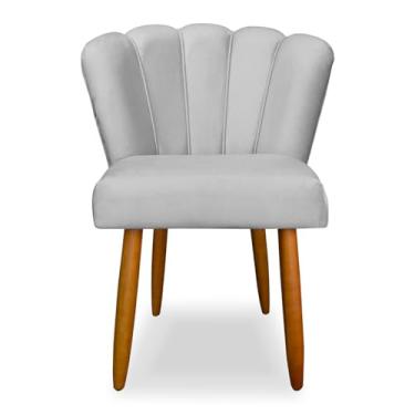 Imagem de Montanaris Decor Cadeira de Jantar Pétala, Estofada em Veludo, Pés Palito, (CINZA)