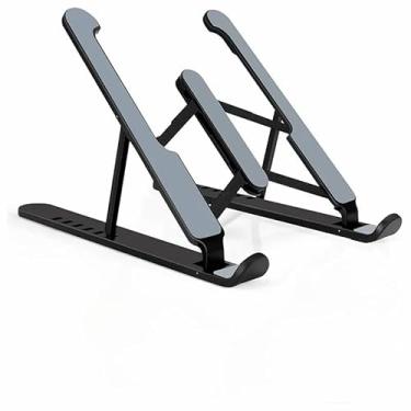 Imagem de Suporte Para Notebook Tablet Dobrável Articulado Metálico Alumínio Ergonômico(Alumínio,Preto)