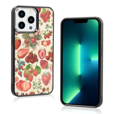 Imagem de Onemiliayears Capa de telefone fofa fruta morango: Kawaii primavera colorida retrô estética compatível com iPhone 13 Pro capa para mulheres e meninas (iPhone 13 Pro)