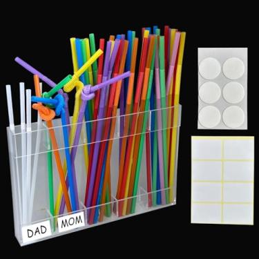 Imagem de Organizador de canudo acrílico organizador de caixa de armazenamento de utensílios de cozinha para armazenamento de longo prazo em armários de restaurantes ou bancadas de cozinha.