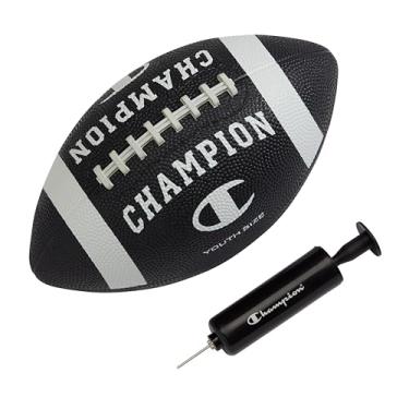 Imagem de Champion Blitz Football (juvenil, preto/branco), futebol para todos os climas, aderência aprimorada, capa de borracha durável e cadarços moldados, para esportes ao ar livre e treinamento, inclui bomba