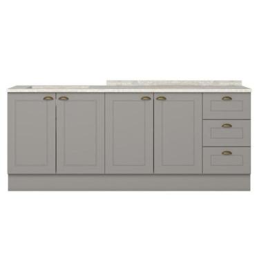 Imagem de Balcao Tampo 120 cm Balcao Cooktop 80 cm Americana Cinza Calcare Henn,