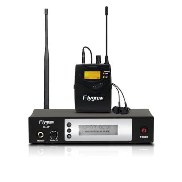 Imagem de Flygrow Sistema de monitor intra-auricular sem fio Pro UHF, transmissor sem fio IEM de metal duplo e receptor Bodypack, 80 frequências ajustáveis, alcance de 50 metros, ideal para estúdio, guitarra