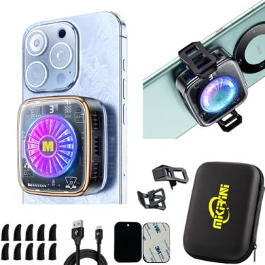 Imagem de Mikirini Cooler Pro magnético 15 em 1 com LEDs RGB, aderência destacável, ventilador de resfriamento termostático para iPhone MagSafe/Android/iPad - jogos/streaming/fotografia (moldura ouro rosa)
