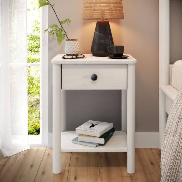 Imagem de Mesinha de Cabeceira Quarto Madeira 1 Gaveta Moderna Apoana Branco