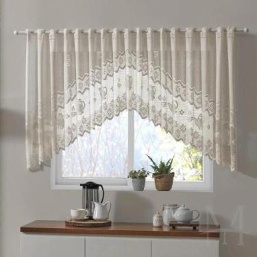 Imagem de Cortina Renda Bando Cascata 3M X 1M Alt Creme Bule Lisa - Interlar