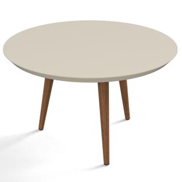Imagem de Mesa De Centro Redonda Pés Madeira Luna 670 Off White