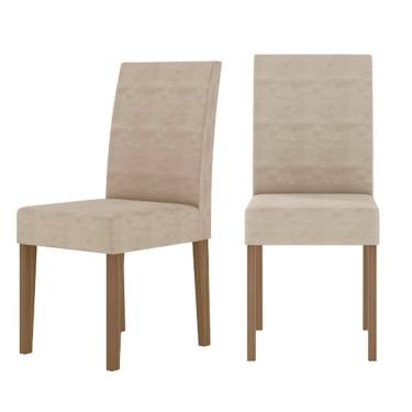 Imagem de Kit 2 Cadeiras De Jantar Estofadas Josi Poliman Móveis Carvalho/Fendi