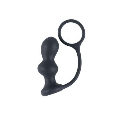 Imagem de Plug Anal Com Duas Esferas Massageadoras E Anel - Buttplug Dual Ass - Nanma - Cor: Preto