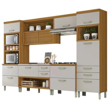 Imagem de Cozinha Completa Em Mdf Princesa Com 8 Portas 7 Gavetas Nesher Freijo E Off White