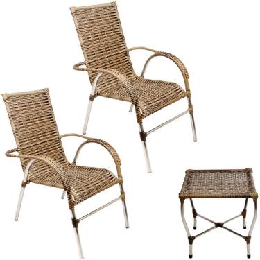 Imagem de Cadeiras E Mesa De Centro Para Varanda E Piscina Trama Capuccino