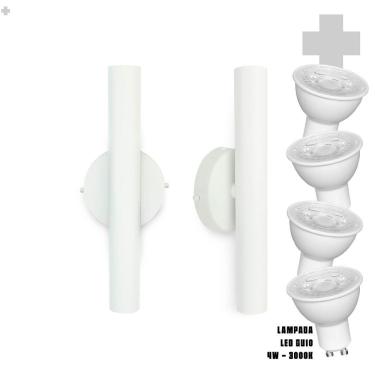 Imagem de Kit 2 Arandela Foco Duplo Slim Palito - Branco + Led Gu10