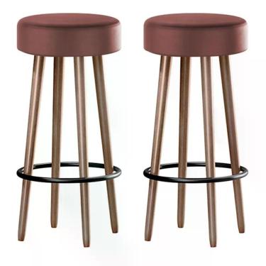 Imagem de Kit 2 Banquetas Berlin Alta 70cm Telha - Salaone Telha