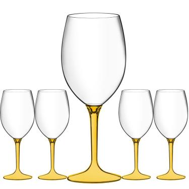 Imagem de Jogo 5 Taças Acrílico Eventos Festa Boccati 560ml Boccati amarelo
