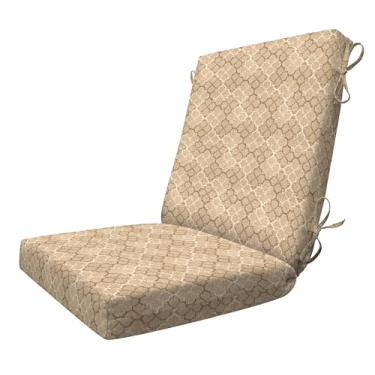 Imagem de Honeycomb Almofada Essentials para cadeira de jantar ao ar livre, 50,8 cm x 104,1 cm, almofada de pátio geo amêndoa
