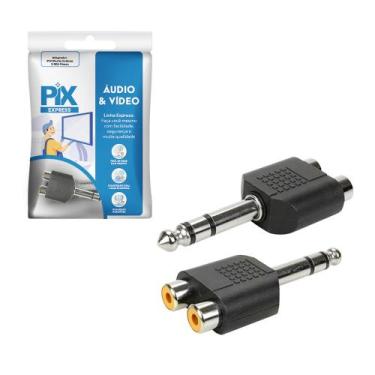 Imagem de Adaptador De Áudio Amplificador P10 Estereo Para 2 Rca Femea - PIX