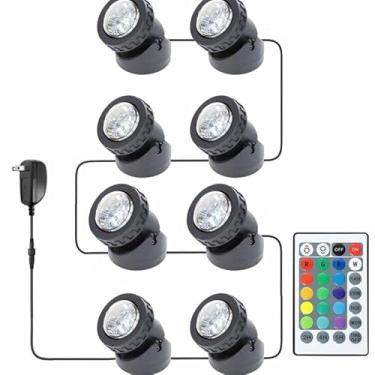 Imagem de yoosuml Luzes Rgb Para Lago, Led Coloridas Subaquáticas Fonte, Holofote À Prova D'Água Ip68, Temporizador Ajustável, Submersível Jardim De Peixes, Cachoeira (Conjunto 8)