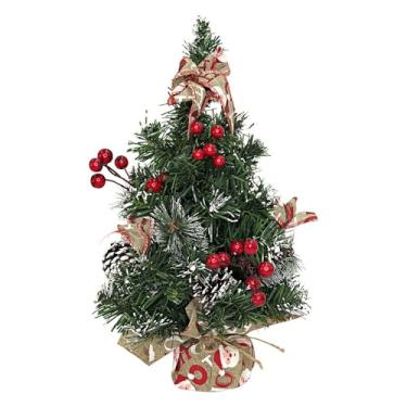 Imagem de Árvore de Natal Decorativa, Pinheiro Verde com Enfeites Vermelhos e Dourados, 26cm