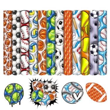 Imagem de HTVSTD Vinil Htv Com Padrão Inflável 3D - 12 Folhas De 30 Cm X 25 Para Transferência Térmica Bola Esportiva, Beisebol/Basquete/Tênis, Camisetas