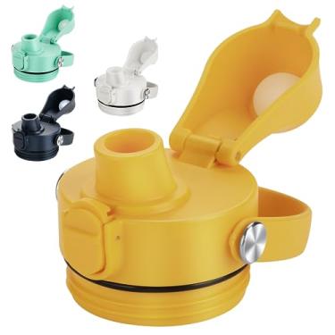 Imagem de EIPOSAU Tampa Com Bico Para Garrafa Yeti Rambler, Sem Bpa, Ideal Chug Cap Yeti, Serve Em Garrafas De 18, 26, 36 E 64 Oz, Tampas Reposição Botão Pressão Trava, Amarela