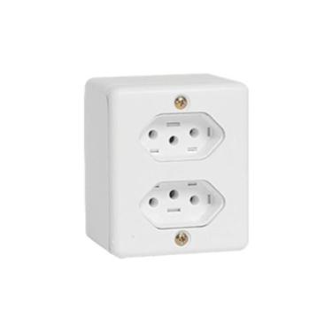 Imagem de Tomada Sobrepor Dupla 250V 10A 63120 Ilumi, Branco, 250V