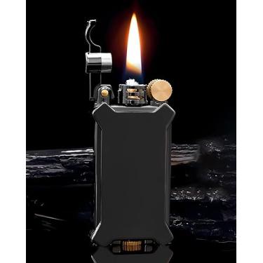 Imagem de huaben Isqueiro Vintage De Vela Com Chama Suave, Mini Clássico Roda Moer Antiga Para Coleção, Decoração, Presente (Preto)