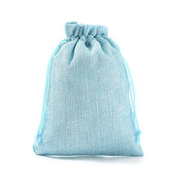 Imagem de YoungJewl 25 Sacos De Aniagem Com Cordão, Sacola Presente Azul Marinho Bolsa Para Joias, Juta, Lembrancinhas Festa Casamento, Artesanato Faça Você Mesmo (5X7 Polegadas)